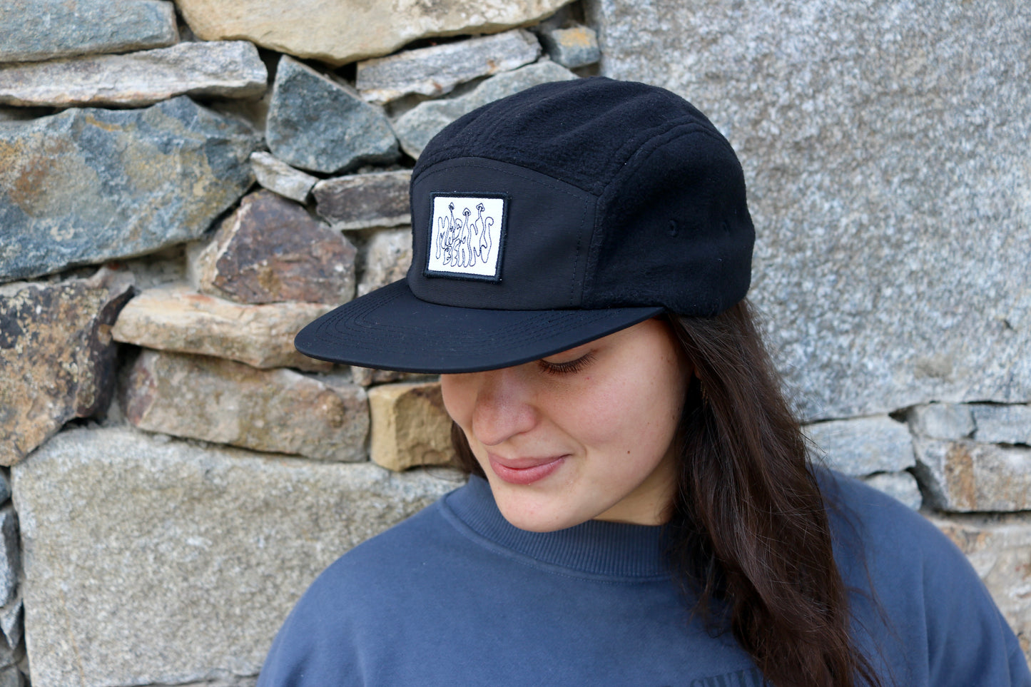 Fleece 5 Panel Cap - Black