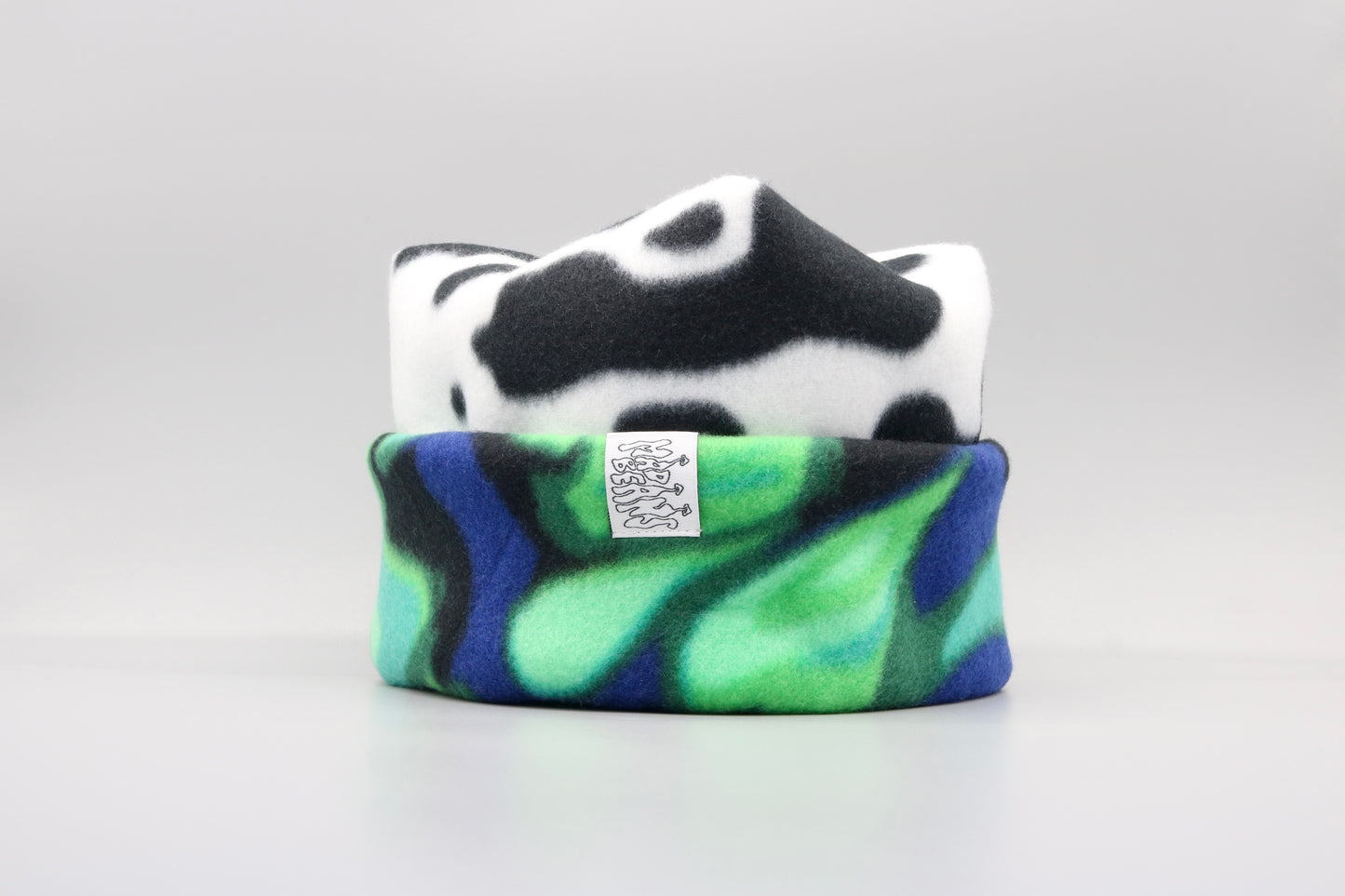 Cow Print and Blue and Black Swirls