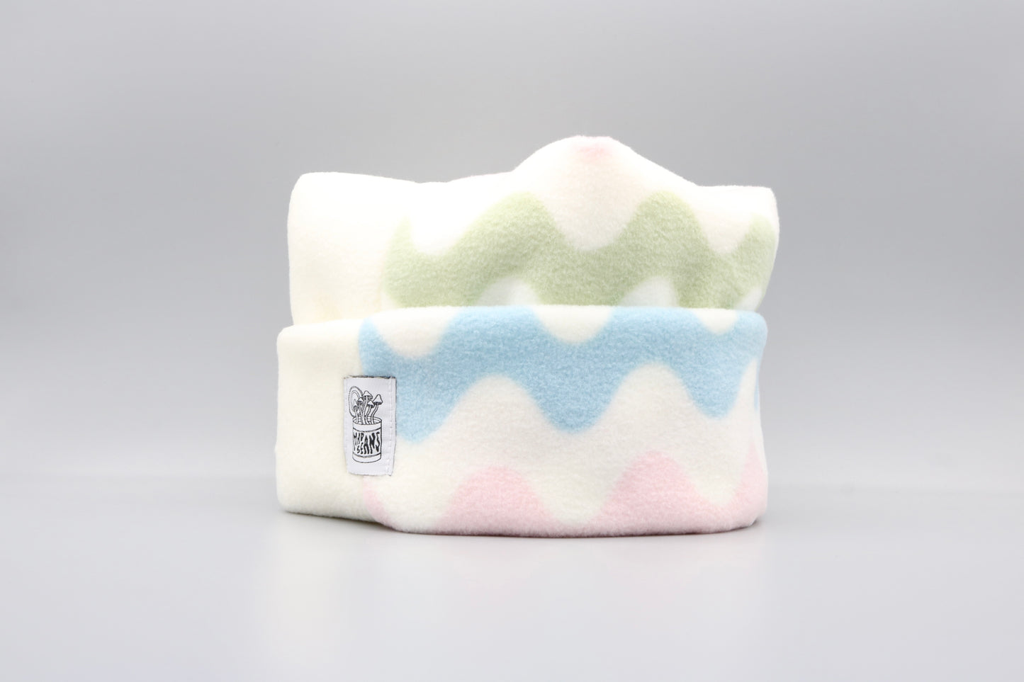 Cream/Rainbow Squiggly Lines