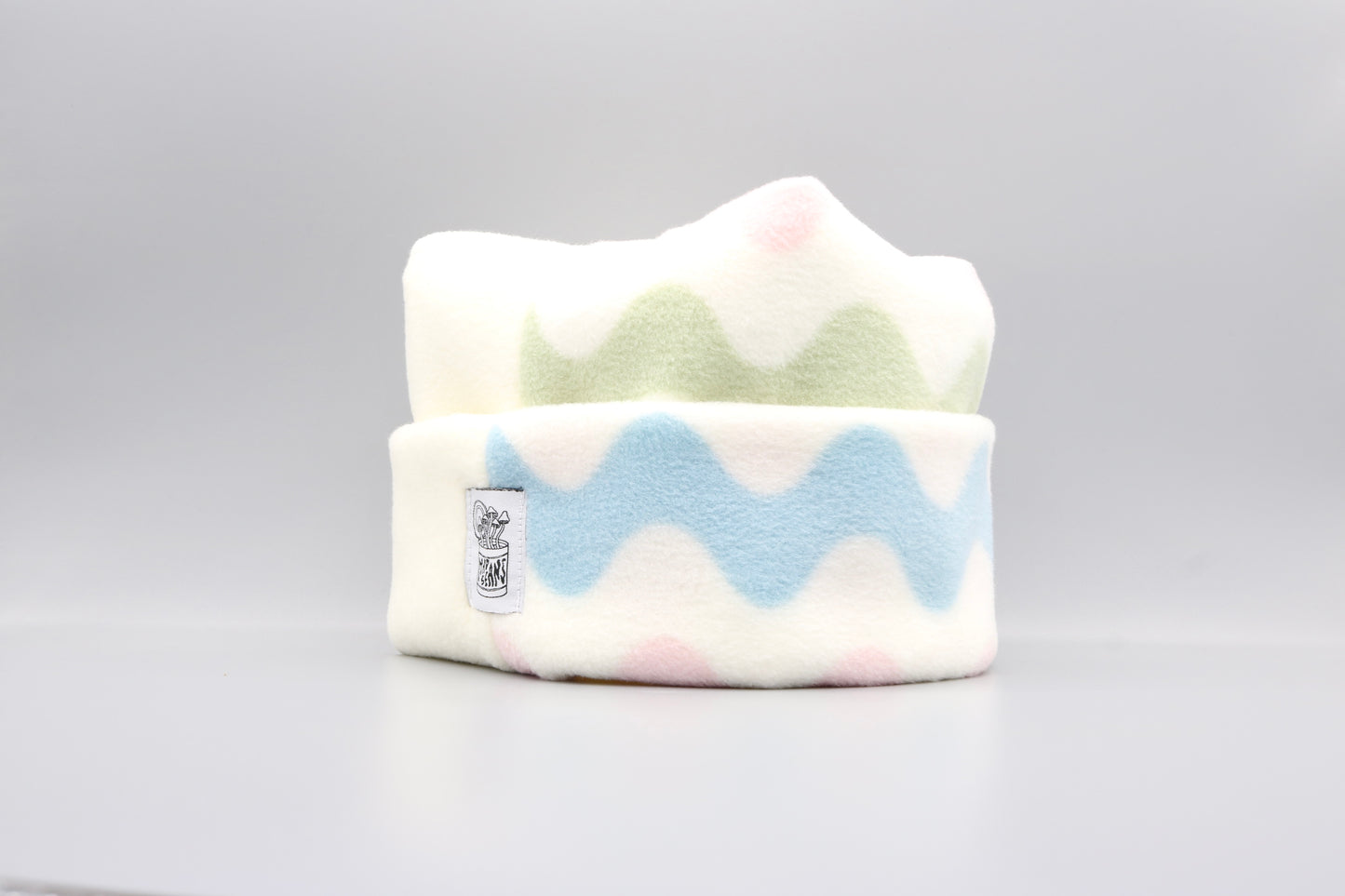 Cream/Rainbow Squiggly Lines