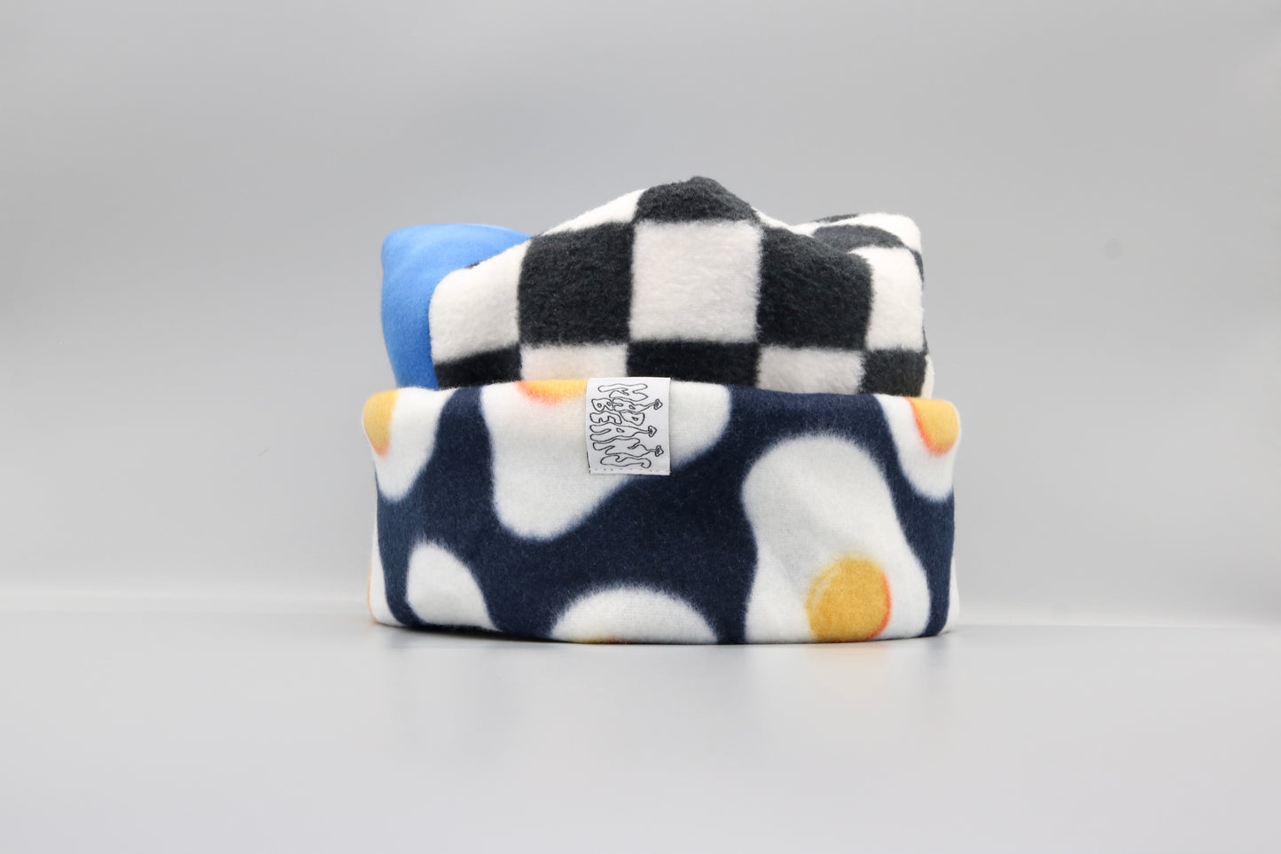 Blue Tie-Dye, Checkered, and Eggs