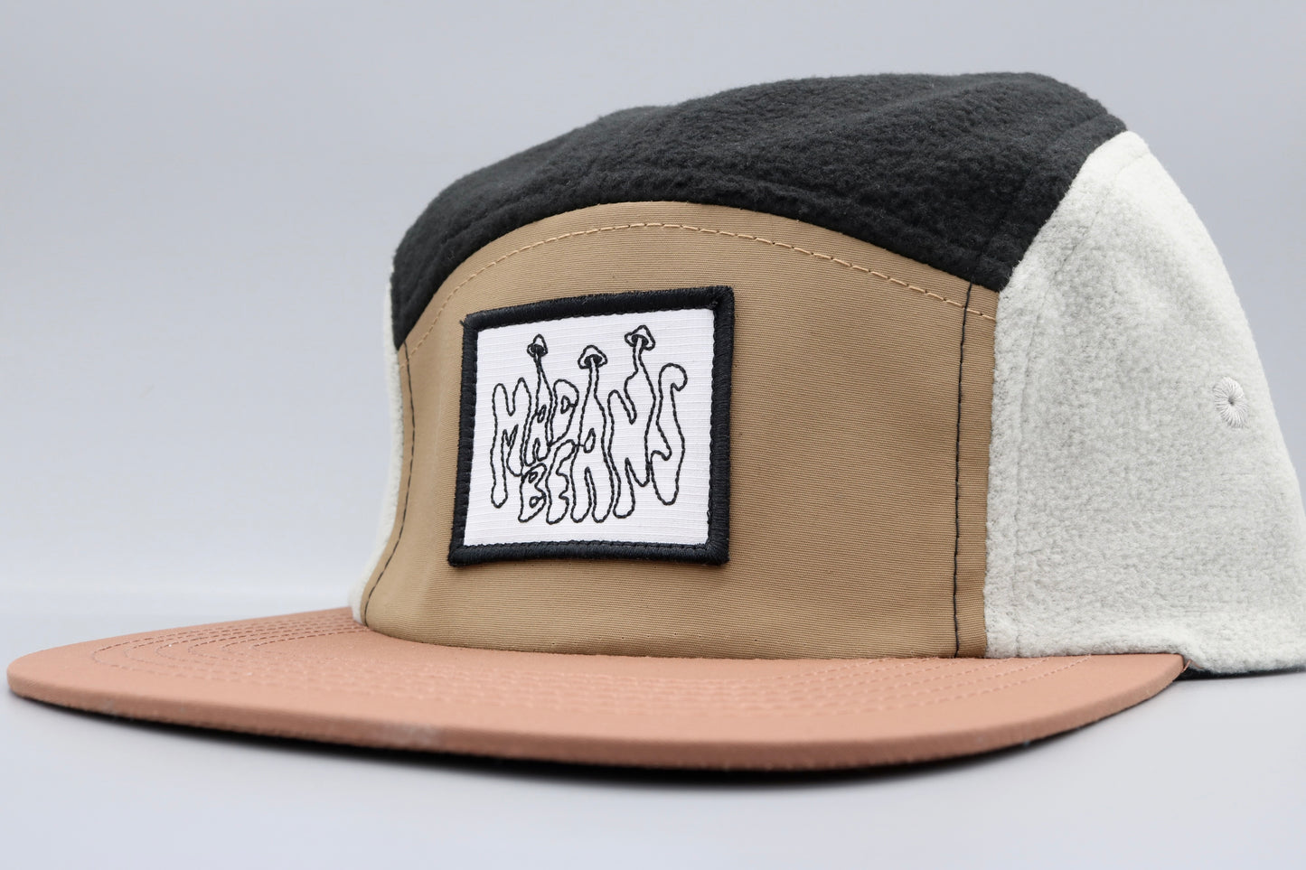 Fleece 5 Panel Cap - Black, Brown, Gray