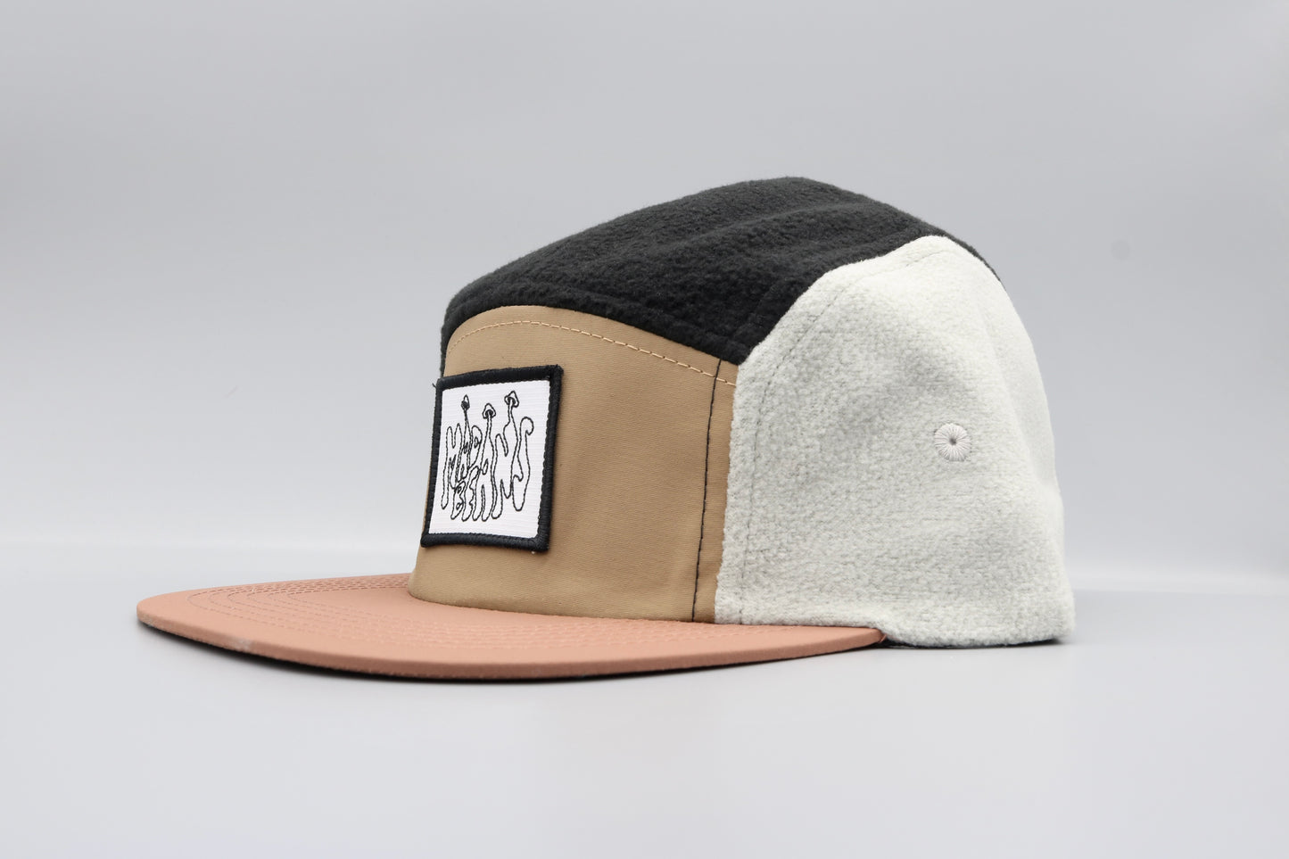 Fleece 5 Panel Cap - Black, Brown, Gray