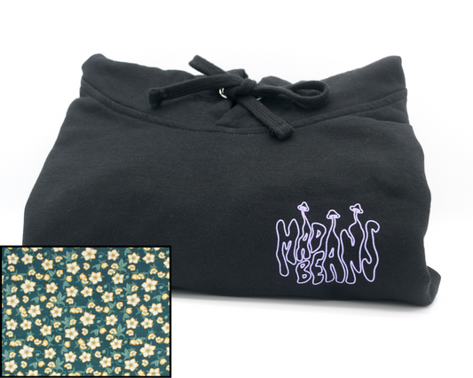 Large MadBeans Hoodie with Green Floral Fleece Panels