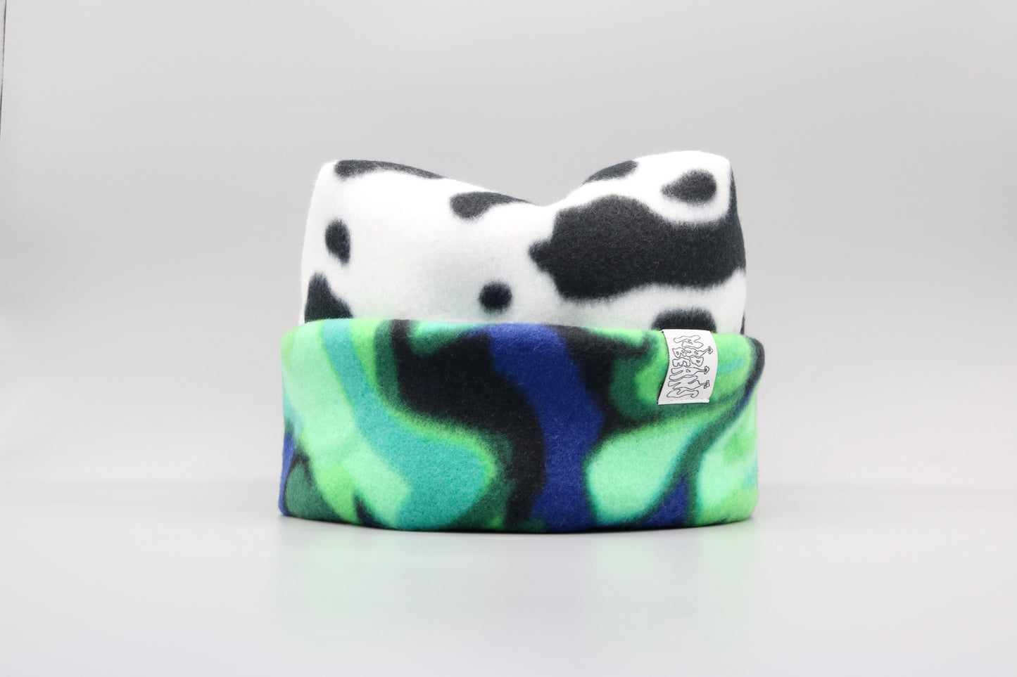 Cow Print and Blue and Black Swirls