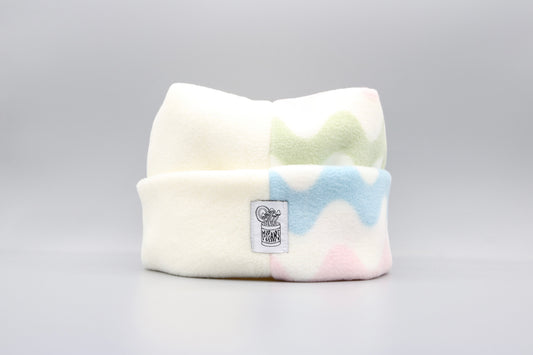 Cream/Rainbow Squiggly Lines