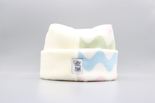 Cream/Rainbow Squiggly Lines