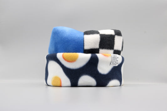 Blue Tie-Dye, Checkered, and Eggs