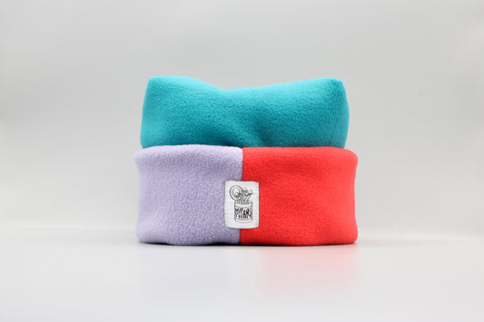 Teal, Lavender, and Red