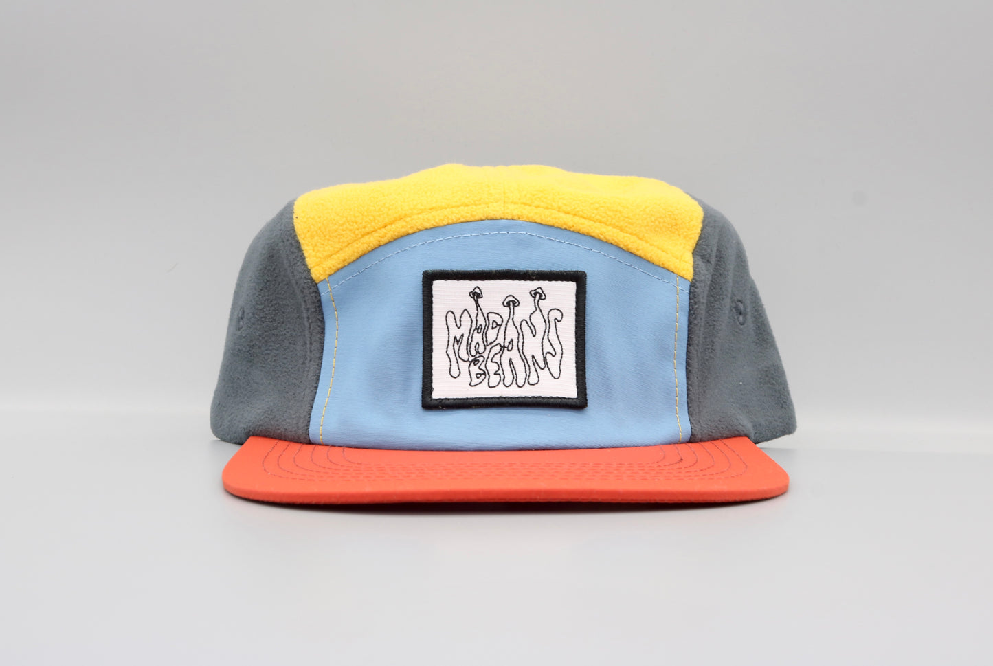 Fleece 5 Panel Cap - Blue, Yellow, Red