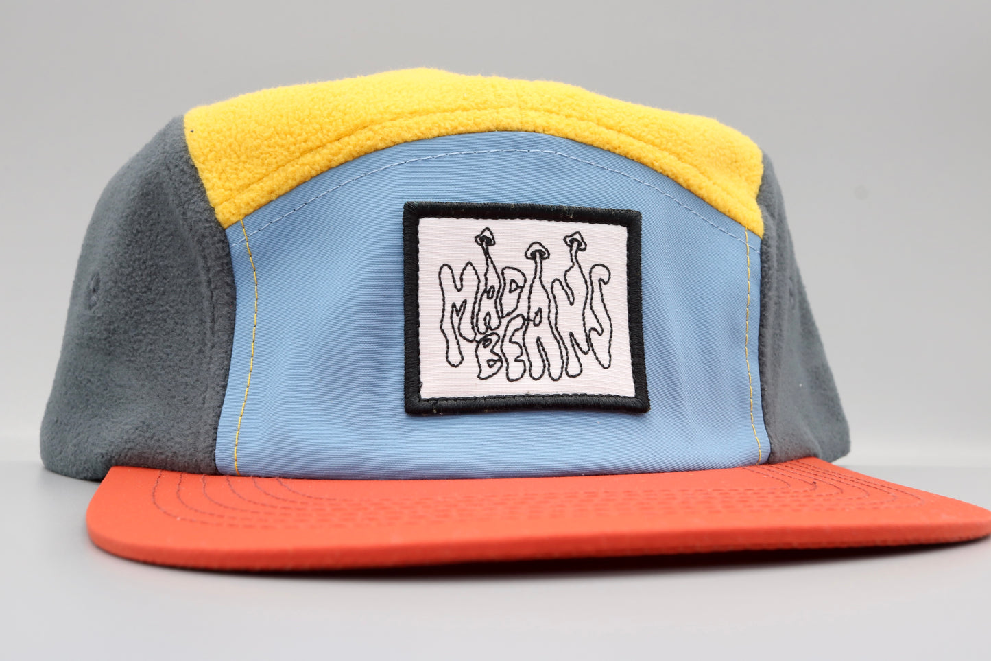 Fleece 5 Panel Cap - Blue, Yellow, Red