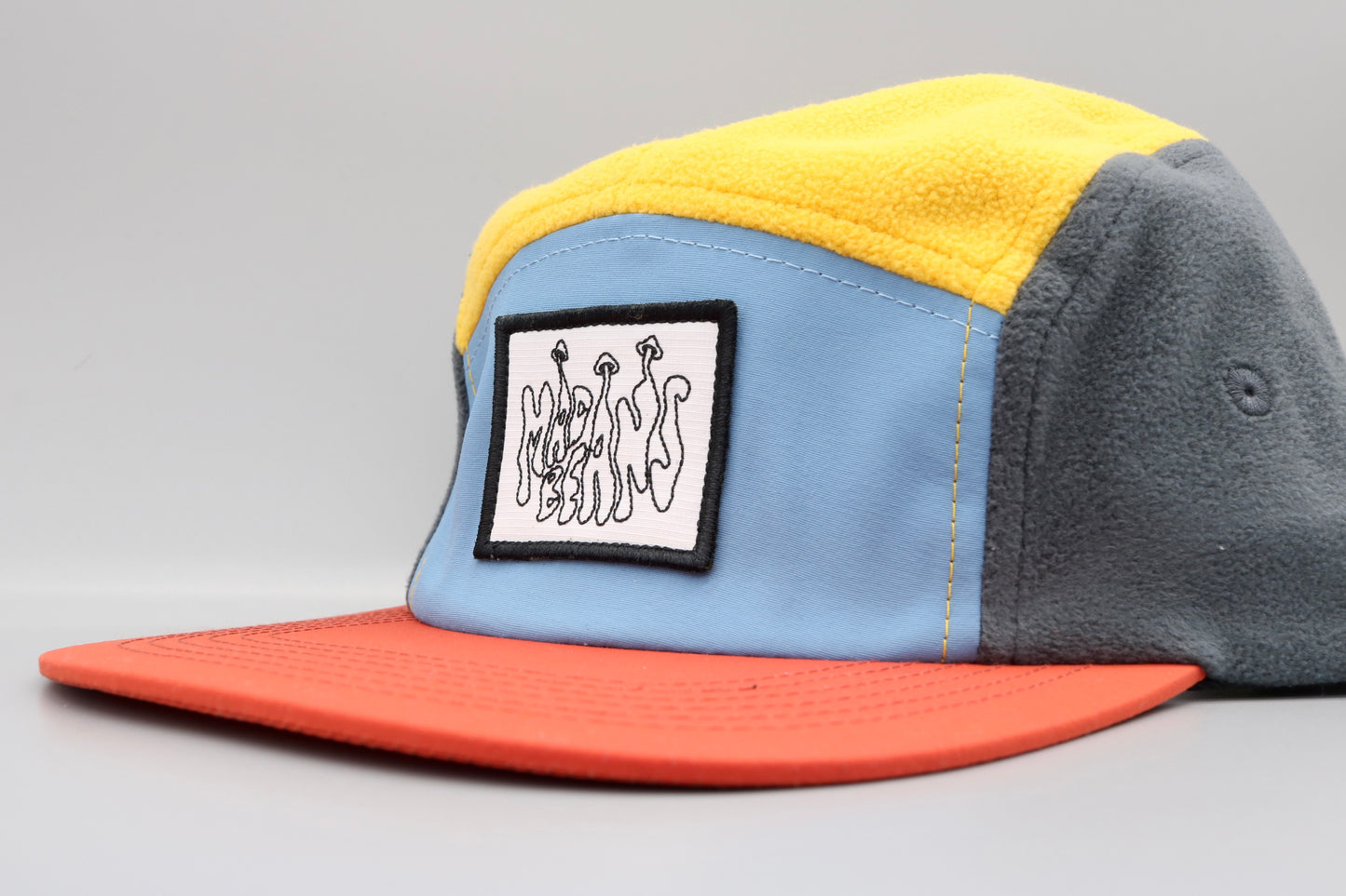 Fleece 5 Panel Cap - Blue, Yellow, Red