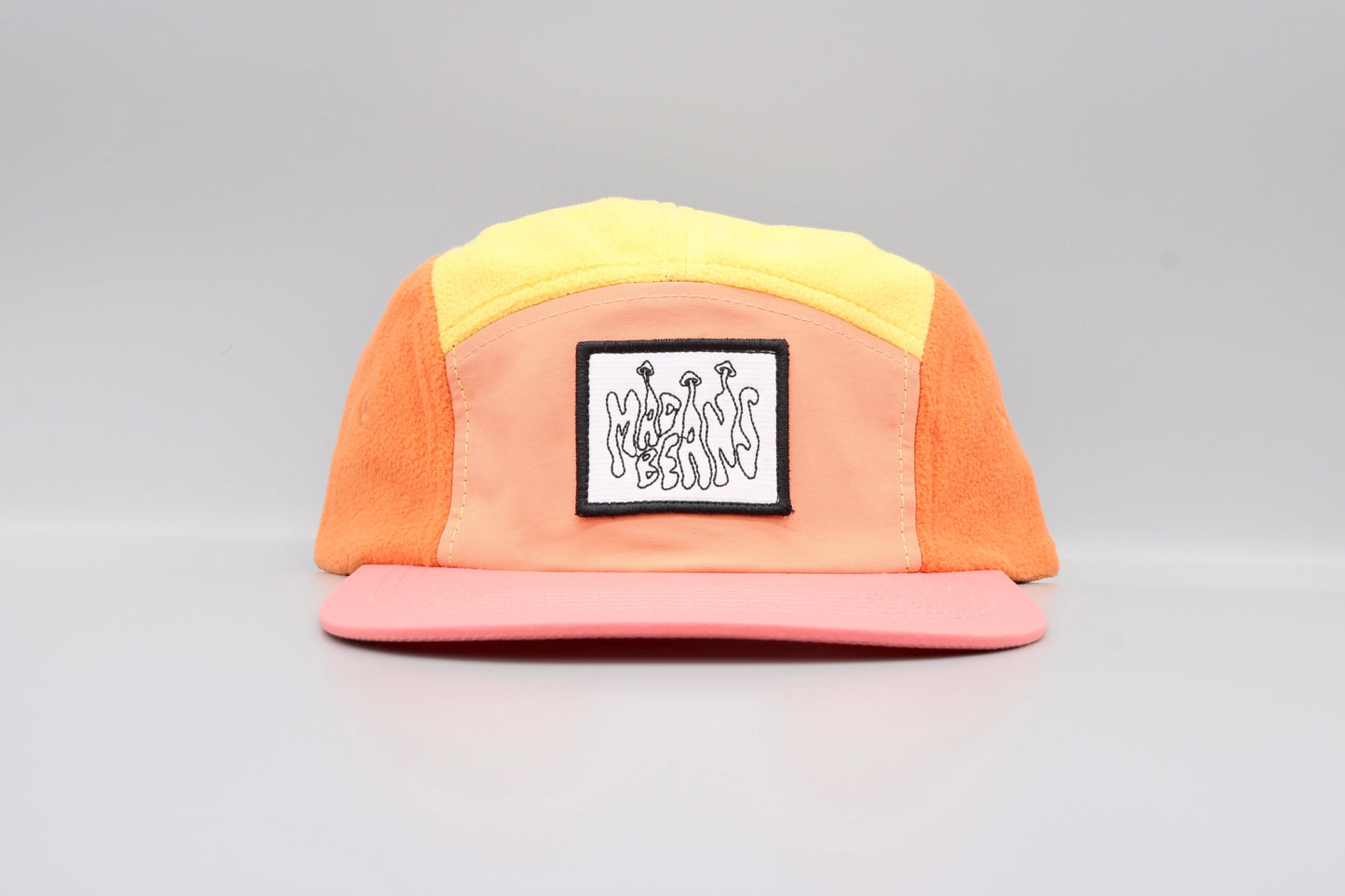 Fleece 5 Panel Cap - Orange, Yellow, Pink