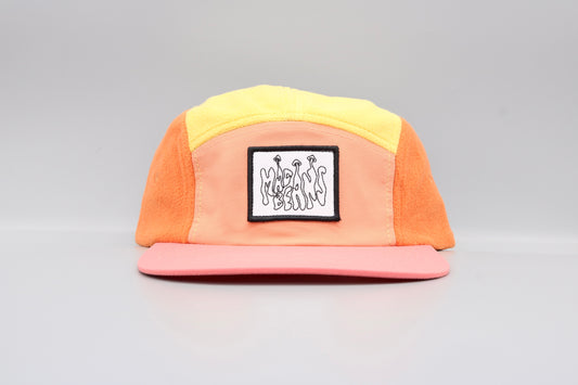 Fleece 5 Panel Cap - Orange, Yellow, Pink