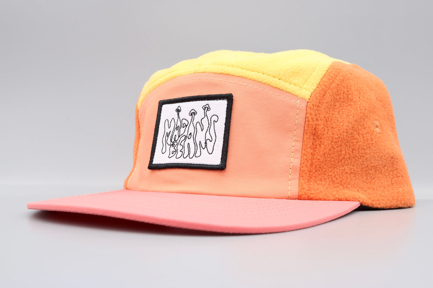 Fleece 5 Panel Cap - Orange, Yellow, Pink