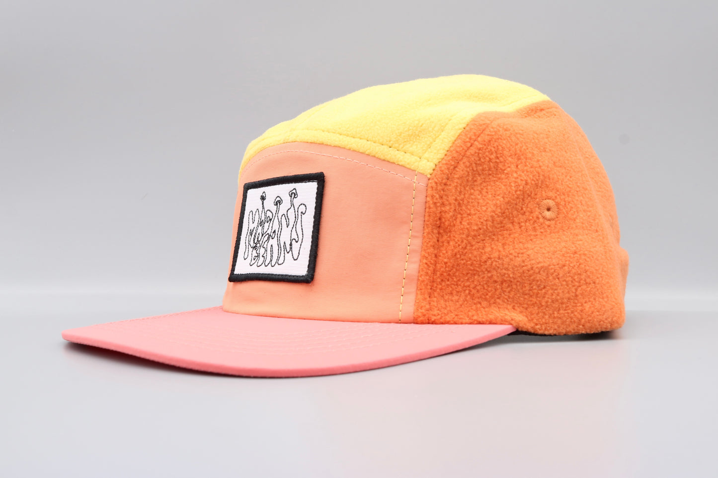 Fleece 5 Panel Cap - Orange, Yellow, Pink