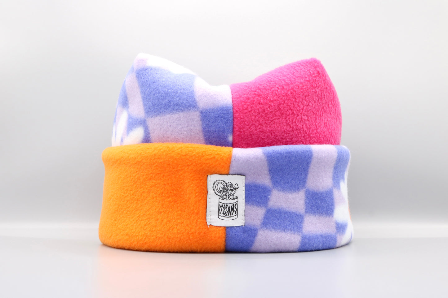 Checkered Flowers, Pink, and Orange