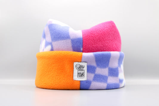 Checkered Flowers, Pink, and Orange