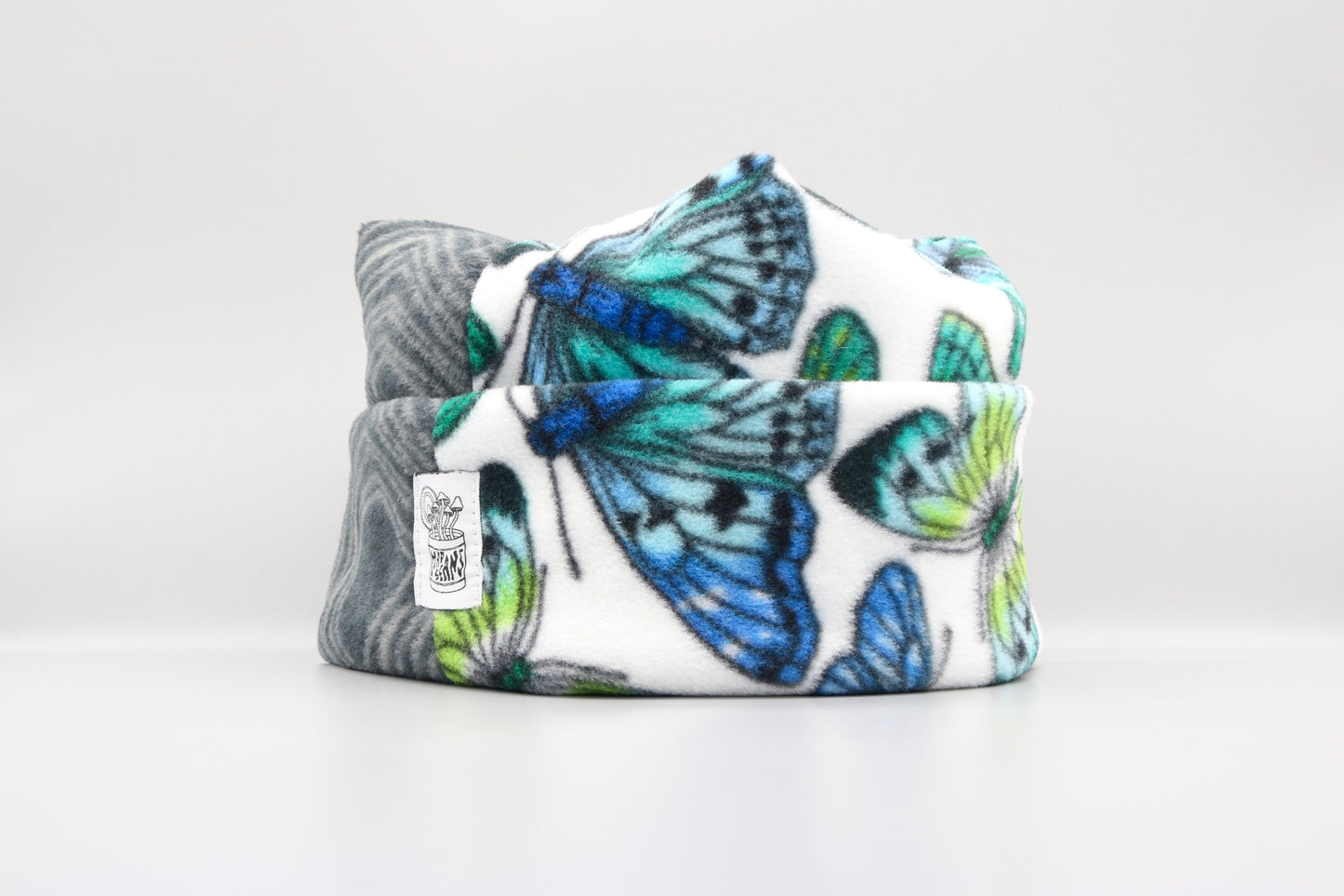 Gray Geometric Pattern/Butterflies