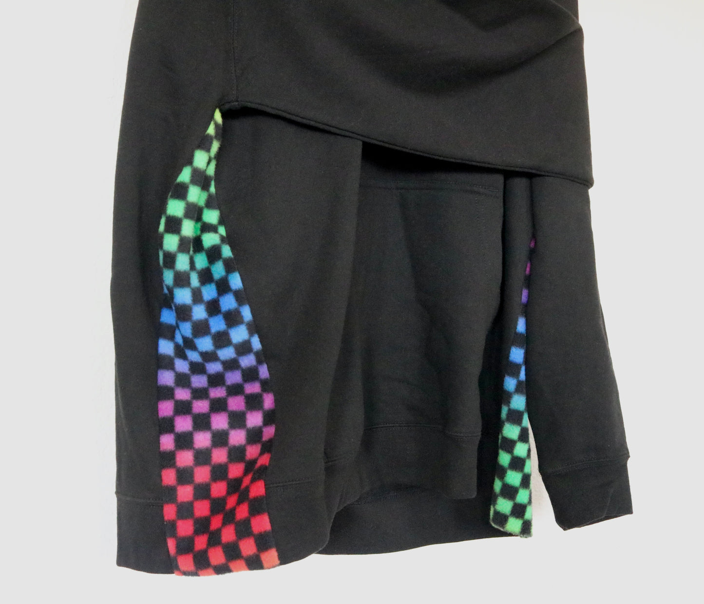 2XL Hoodie with Rainbow Checkered Fleece Panels