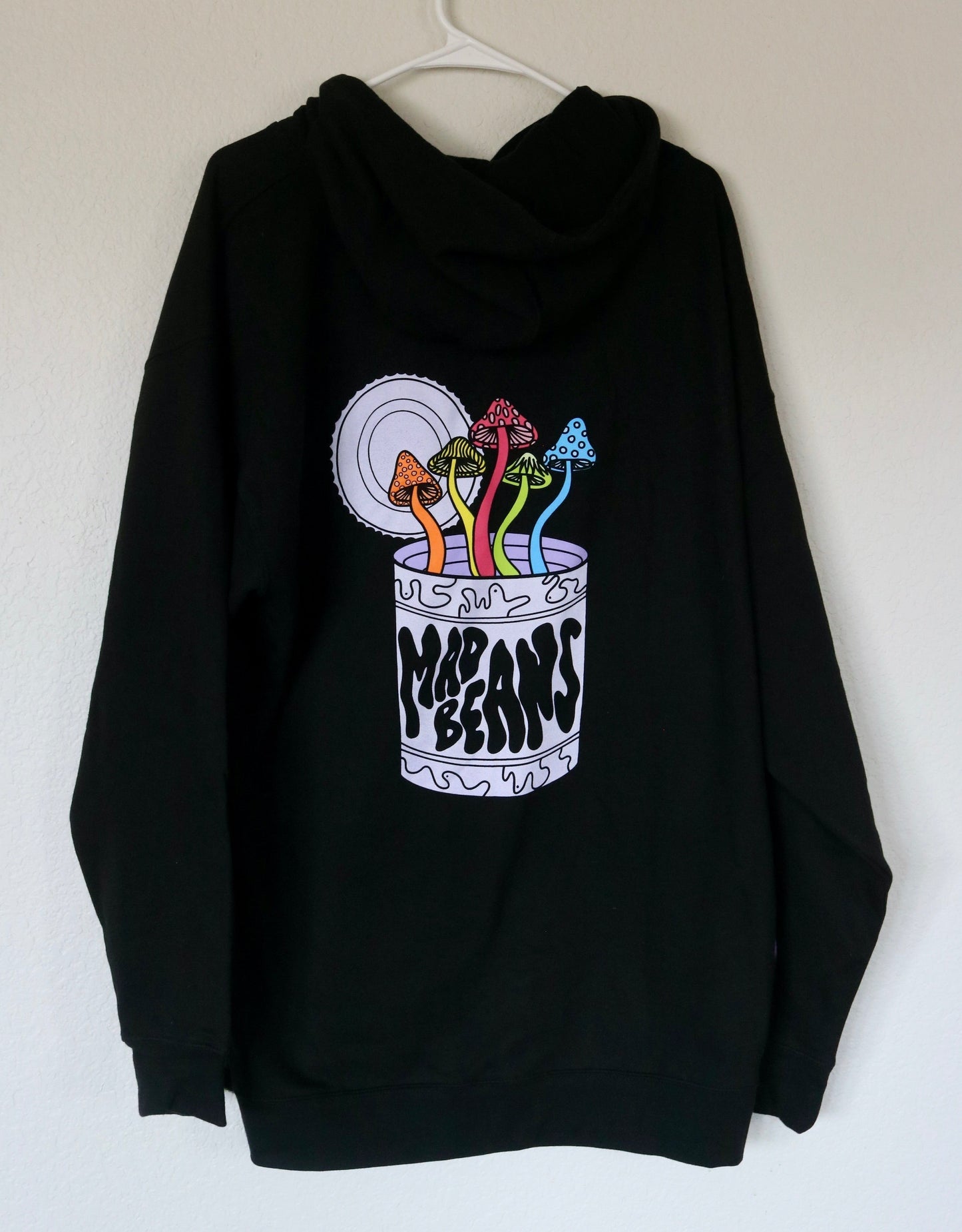 Large MadBeans Hoodie with Green Floral Fleece Panels