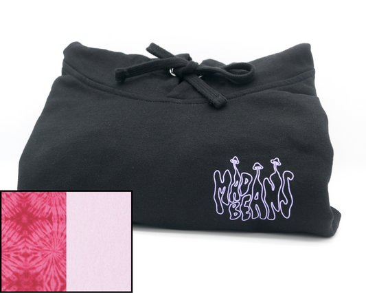 Medium MadBeans Hoodie with Pink Tie-Dye and Baby Pink Fleece Panels
