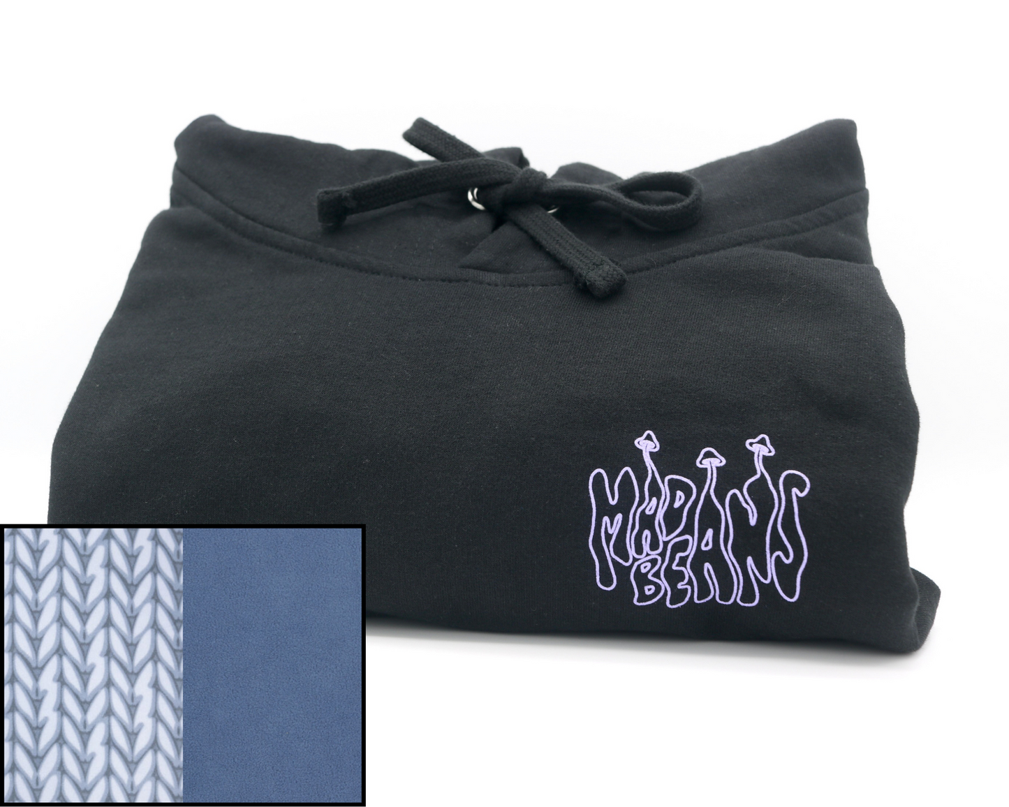 Medium MadBeans Hoodie with Blue Knit and Blue Fleece Panels