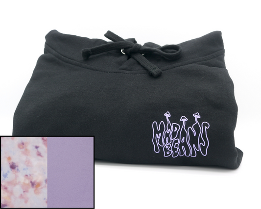 Large MadBeans Hoodie with Dreamy Tie-Dye and Purple Fleece Panels