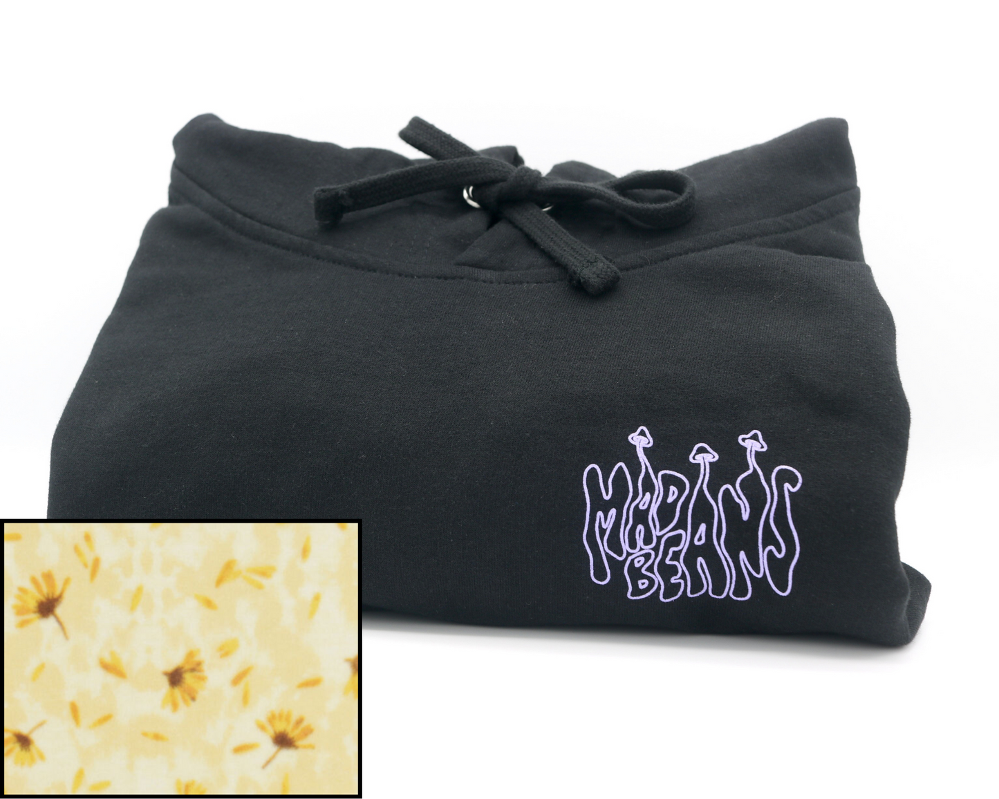 Large MadBeans Hoodie with Yellow Flower Fleece Panels