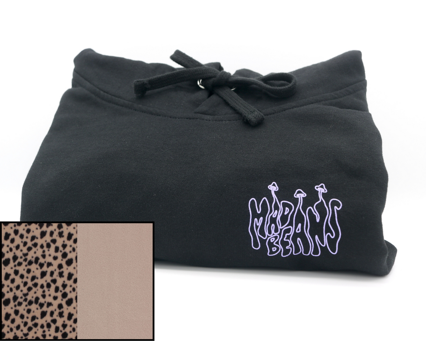 XL MadBeans Hoodie with Animal Print and Light Brown Fleece Panels
