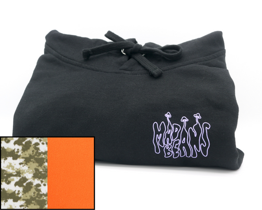 Medium MadBeans Hoodie with Camo and Orange Fleece Panels